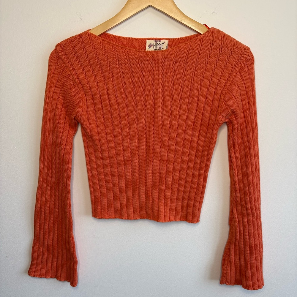 Women’s Knit Shirt XS Long Flared Sleeve Bohemian Hippie